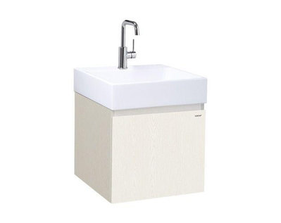 《振勝網》凱撒衛浴 專賣店 LF5255/ EH05255AW1P 45cm 面盆+白胡桃木浴櫃 不含龍頭 / 小空間適用