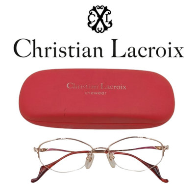 【皮老闆】 二手真品 CHRISTIAN LACROIX 眼鏡 鏡框 鈦金屬 日本製 附眼鏡盒 (157)