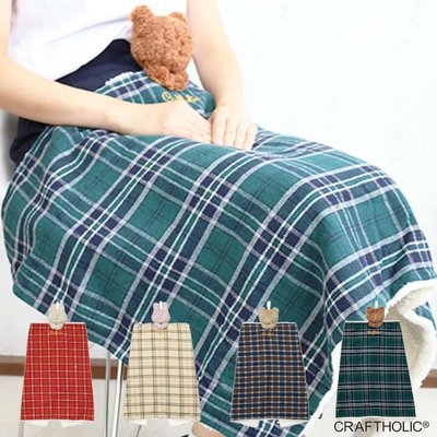˙ＴＯＭＡＴＯ生活雜鋪˙日本進口雜貨人氣Stuffed CRAFT宇宙人經典格紋熊兔子布偶造型保暖蓋毯 摺疊攜帶毯(預)