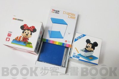【全新】(不拆售) 迪士尼 微型積木 米奇 泡澡 + 展示盒(藍) + 米妮 小丑魚 積木 展示盒