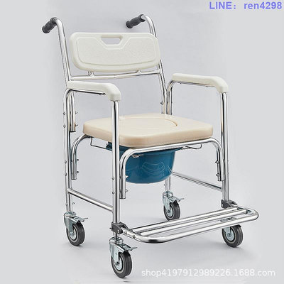 老人坐便椅帶輪免打孔家用老年移動坐便器可折疊便攜式洗澡椅扶手
