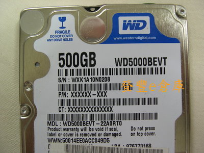 【登豐e倉庫】 YF335 WD5000BEVT-22A0RT0 500G SATA3 筆電硬碟