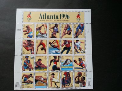 (C2943)美國1996年亞特蘭奧運會各個項目運動郵票小版張郵票