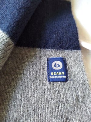 ［99go］ 日本專櫃 beam's 藍配灰色 羊毛圍巾