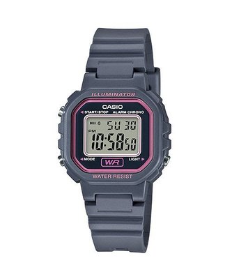 【金台鐘錶】CASIO卡西歐 學生錶 兒童 數字錶 (灰黑x桃紅框) LA-20WH-8A