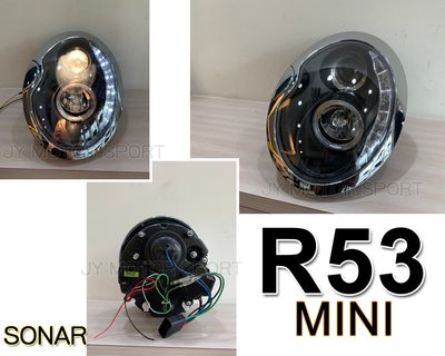 》傑暘國際車身部品《全新 MINI R53 R52 R50 COOPER MINI ONE 黑框 R8燈眉 大燈 秀山製