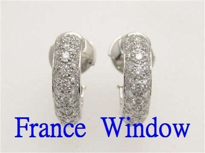 法國櫥窗卡地亞cartier 18k白金鑲鑽 耳環