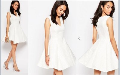 (嫻嫻屋) 英國ASOS-True Decadence氣質名媛小圓蓬蓬裙白色質感小禮服洋裝 現貨UK8