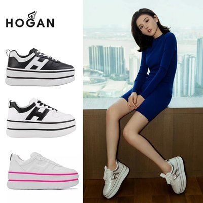 代購HOGAN霍根 明星同款小白鞋新款厚底松糕鞋休閒內增高單鞋女鞋