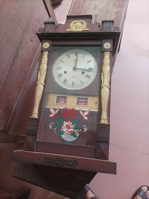 老物件懷舊農村老式掛鐘老式機械掛鐘表擺件農家樂民俗復古裝飾品36614【古玩天下】古董 老貨 擺件