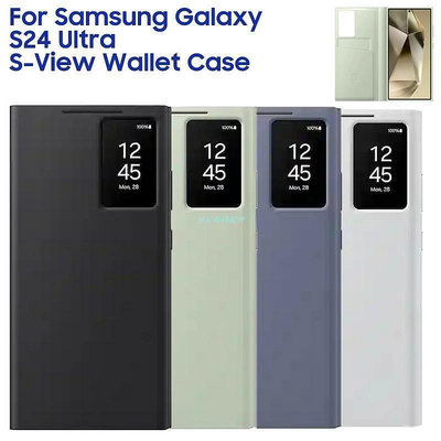 SAMSUNG Smart View 錢包翻蓋手機殼適用於三星 Galaxy S24 Ultra SM-S928B Sm