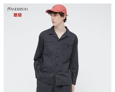 UNIQLO x JW ANDERSON 鐵灰色 九分袖 寬版工作襯衫 s