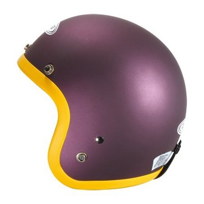 ZEUS (瑞獅) 半罩3/4復古帽 ZS-383 消光閃銀暗紫-黃條 半罩式安全帽 內襯全可拆洗 !!免運費!!