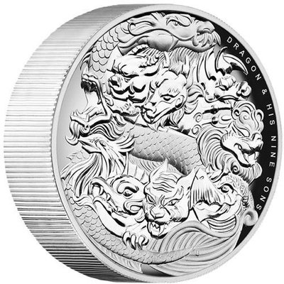 澳洲 紀念幣 2016 5oz 中國古代傳說 龍生九子 高浮雕精鑄紀念銀幣 原廠原盒