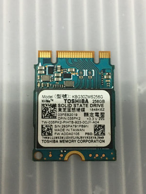 電腦雜貨店→【東芝KBG30ZM256G】  256GB  M.2 2230 SSD SATA固態硬碟   二手良品 $600