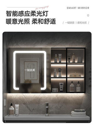 輕奢浴室柜組合陶瓷一體盆洗漱臺帶燈法式鏡柜