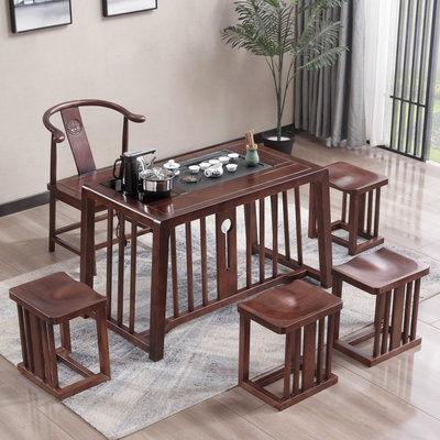 花梨木陽台茶桌椅組合新中式家用小型功夫茶台套裝客廳實木小茶桌#促銷
