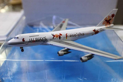 創客優品 外貿1400飛機模型波音747-246B JAL WAYS日本客機合金仿真擺件 MF178