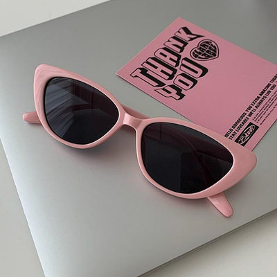 粉色貓眼墨鏡女茶色夏高級感新款太陽鏡男防曬網紅復古潮時尚眼鏡