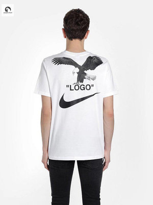 Nike耐克聯名短袖 off white 大logo印花白色男女情侶款T恤2240 M