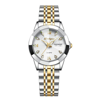 新款女士手錶防水夜光雙日曆腕錶女裝飾夜光日曆