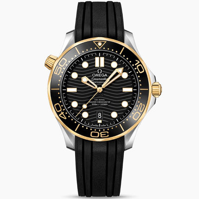OMEGA 210.22.42.20.01.001 歐米茄 手錶 42mm 海馬300 黃金錶殼 黑面盤 膠錶帶