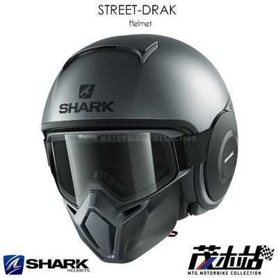 ❖茂木站 MTG❖ SHARK STREET DRAK 3/4罩 安全帽 防霧 內襯可拆。STREET_NEON 灰黑黑