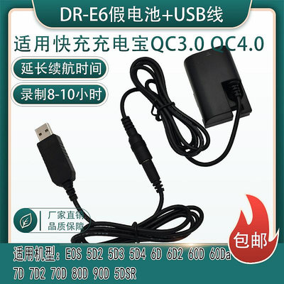 相機配件 LP-E6假電池適用佳能canon EOS R 5D3 60D 70D 80D R5 R6 R7接充電寶USB WD026