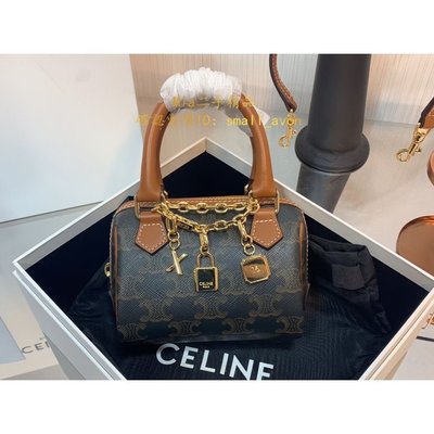 CELINE Triomphe Canvas Small boston in triomphe canvas and calfskin  (113772CAS.04LU, 197582CAS.04LU) in 2023