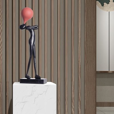 【熱賣精選】 現代客廳樣板間玄關裝置藝術輕奢吹泡泡人物擺件家居飾品抽象雕塑