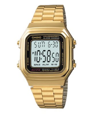 【萬錶行】CASIO 極簡方形質感電子錶 A178WGA-1A