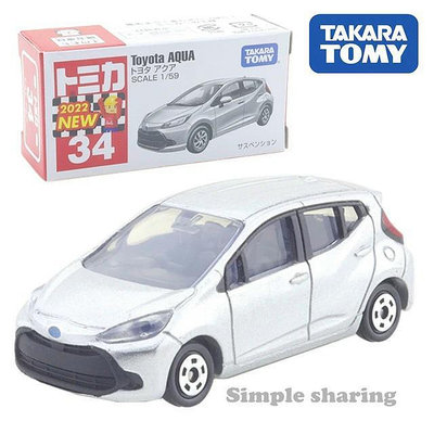 ^.^飛行屋(全新品)TAKARA TOMY-多美小汽車-TOMICA #34 豐田 TOYOTA AQUA