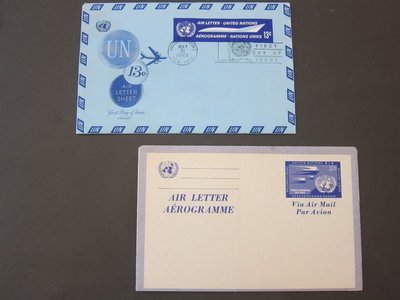 【雲品八】聯合國(紐約)United Nations (NY) 2 air Aerogramme 庫號#CB01 81064
