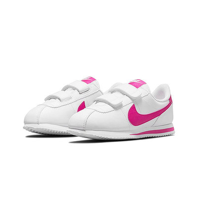 NIKE CORTEZ BASIC SL PSV 白色 桃紅勾 阿甘鞋 魔鬼氈 中童鞋 904767-109