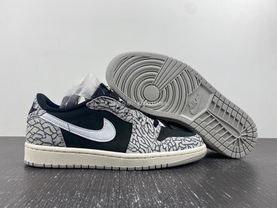 Air Jordan 1 Low “Elephant Print”白黑 爆裂紋 時尚 滑板鞋CZ0790-001