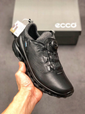 ECCO愛步高爾夫球鞋牦牛皮男士固定釘鞋golf運動鞋健步鞋 白色黑色01007