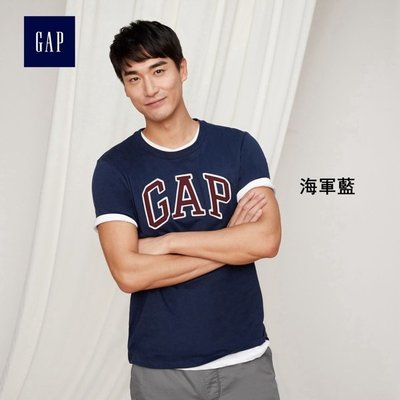 Gap LOGO系列純棉短袖圓領T恤 639065-海軍藍 男S