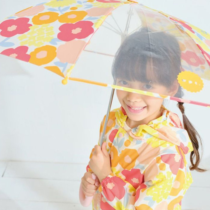 日本WPC W054 克拉拉花朵 兒童雨傘 透明視窗 安全開關傘