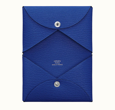 ［現貨/預購］Hermes Calvi Cardholder 名片夾 卡夾 Bleu Électrique 電子藍 電光藍 Mysore 山羊皮