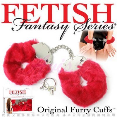 美國FETISH-Original Furry Cuffs彩色絨毛金屬手銬紅黑2色