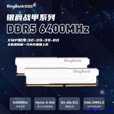 溜溜雜貨檔金百達（KINGBANK）32GB(16GBX2)套裝 DDR5 6400 臺式機內存條 銀爵系列海力士A-die