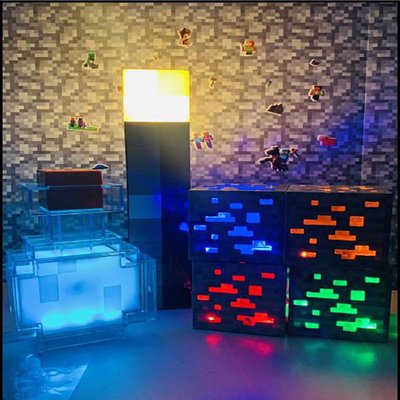 我的世界火炬充電礦燈變色瓶Minecraft游戲周邊模型玩具火把夜燈