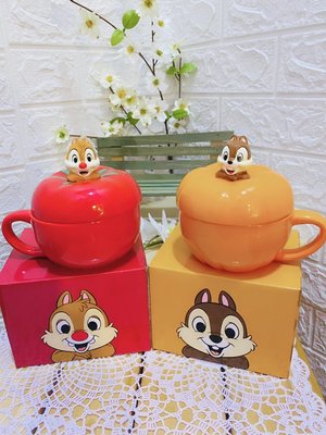日本 迪士尼 奇奇&蒂蒂 南瓜&番茄造型陶瓷湯杯