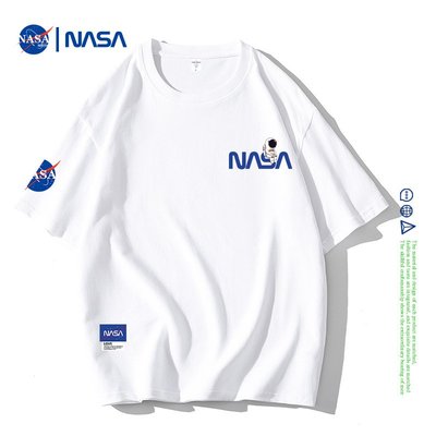 潮牌NASA情侶裝T恤夏季新品寬松圓領純棉上衣服小眾男女款短袖T恤