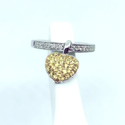 艾麗珠寶-黃寶鑽石心型戒指（18K、白K金 ）（CR.000047)(H8-Z2007P-YS)