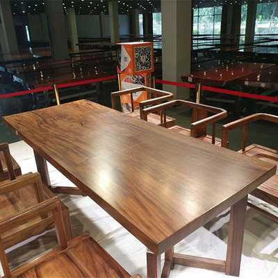 簡約復古茶桌簡約實木復古長方形全套老板辦公桌南美簡約