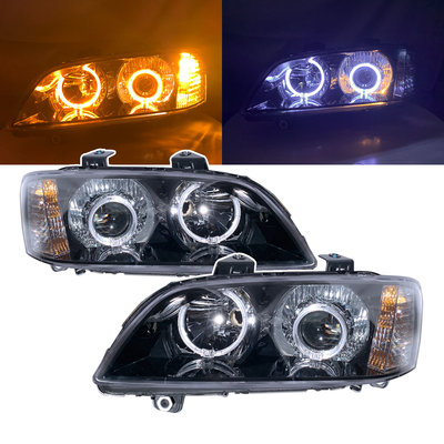 卡嗶車燈 適用於 VAUXHALL VXR8 VXR 07-10 光導LED天使眼光圈魚眼 V2 大燈 黑框