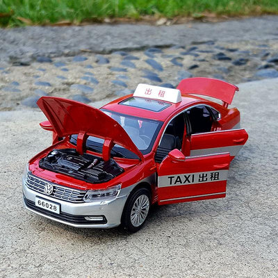 【現貨】132帕薩特出租車合金汽車模型仿真金屬車模型聲光回力玩具車擺件