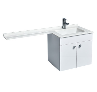 《振勝網》OVO 京典衛浴 160cm 刀型白灰紋人造石檯面盆+純白雙門浴櫃 / 可訂製 / WA45-160