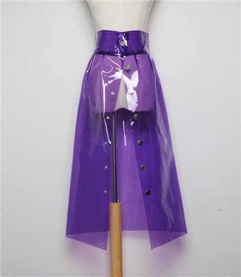 歐美強推！性感皮衣Plastic Lovers家自制夏季新款PVC塑料透明長款A字裙子多色雨裙